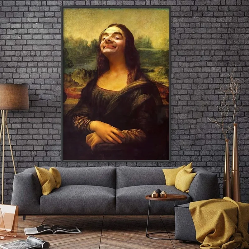 Funny Bathroom Toilet Decoration Painting Mona Lisa Wearing Pearls Girl with Roll Paper Canvas Prints Posters Home Wall Decor