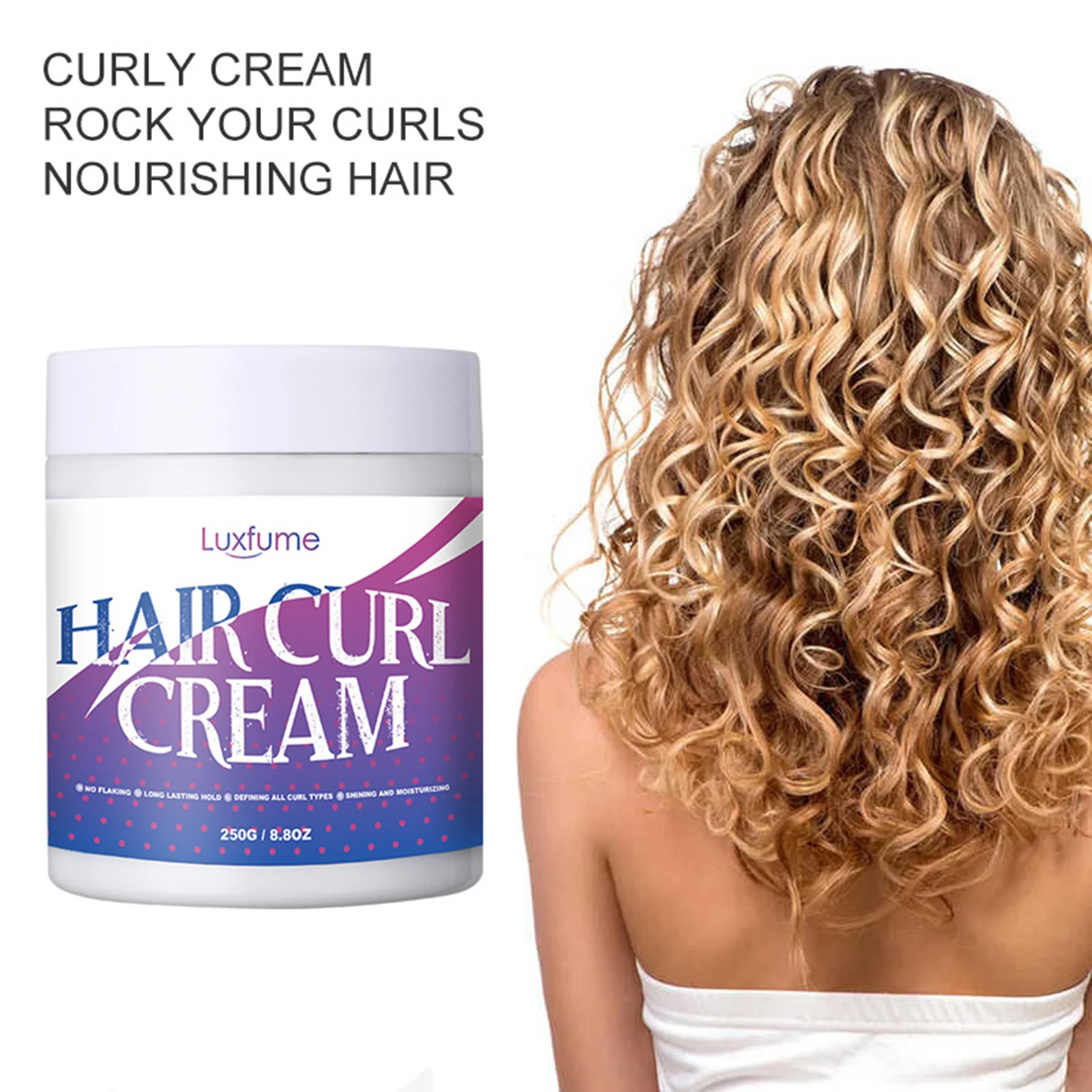 Description Picture 2 of item250ml Hair Curl Cream Anti-Frizz Curl Defining Cream Moisturising Nourishing Hairstyle Hair Care Styling Cream Curl Enhancer