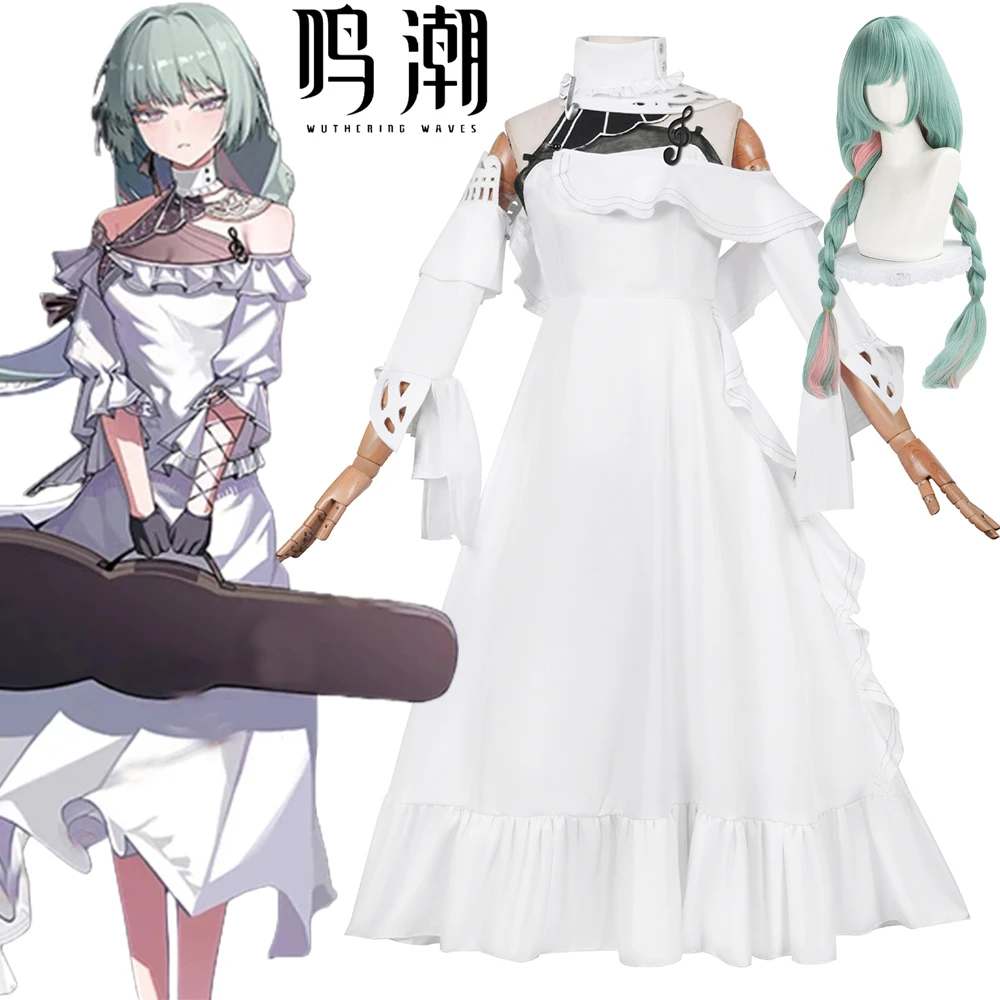 Wuthering Waves Kiana White Dress Cosplay Costume