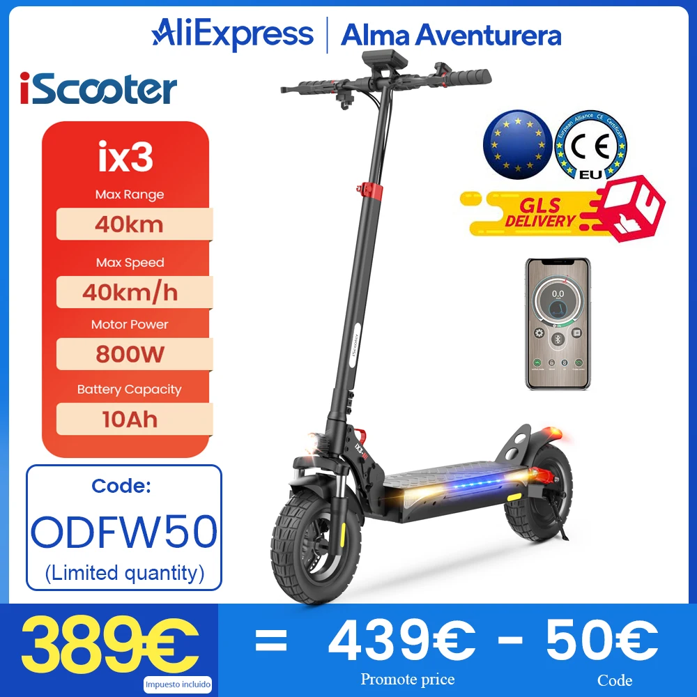 Trottinette électrique ISinwheel E9TMAX - Homologation Route (ABE) - 36V, 400W, 10 Pouces, Autonomie 40 Km