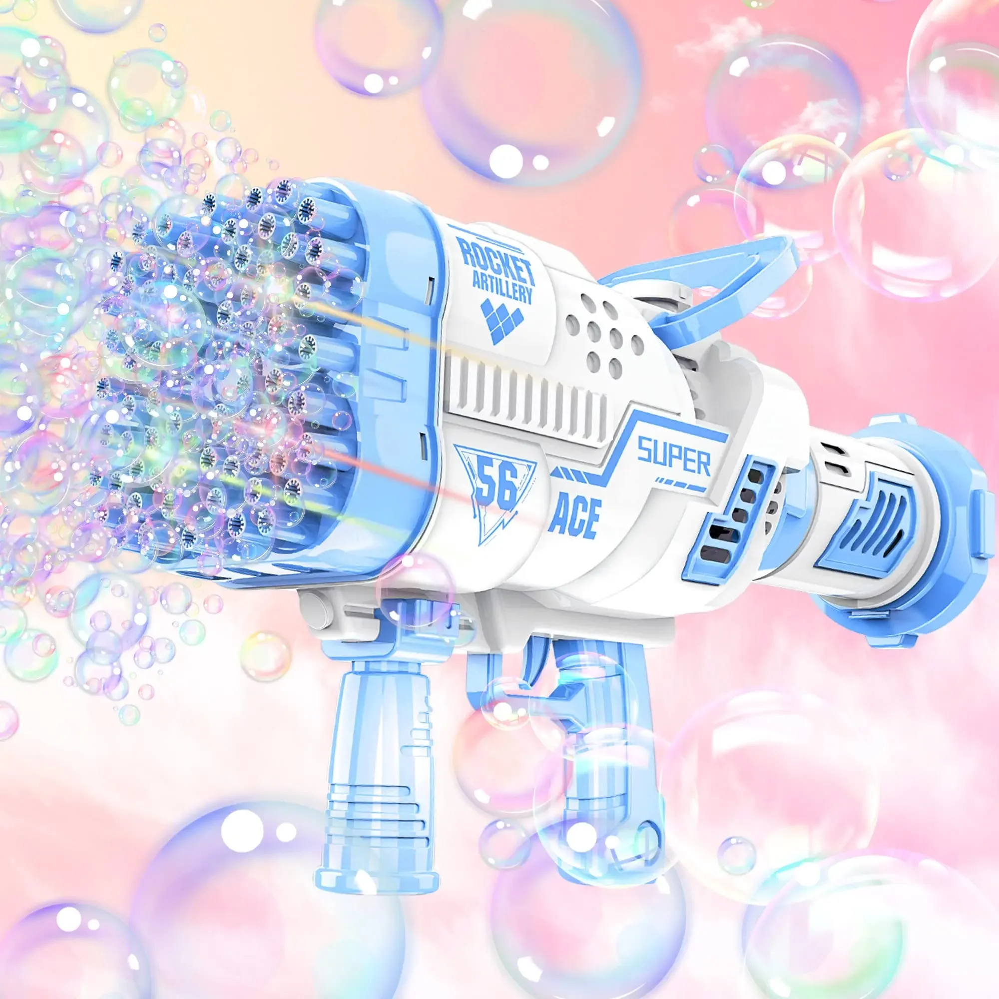 Bazooka Bubble Machine ，2023 Upgrade 68 Holes Rocket With LED Bubble Machine ,Kids Adults Birthday Party Wedding Outdoor Play 2