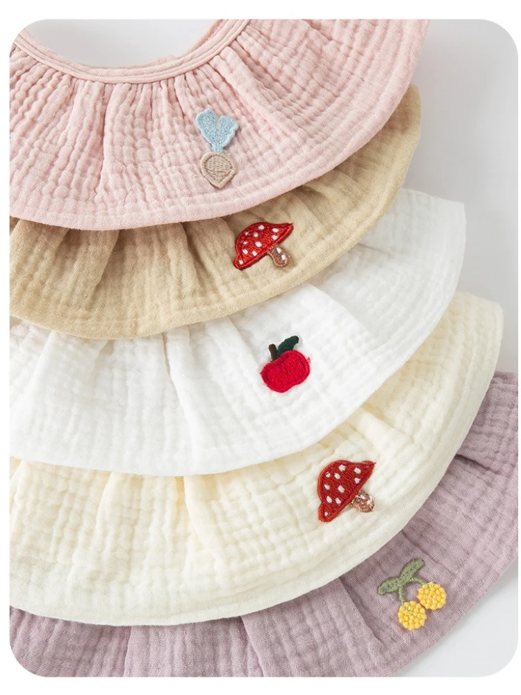 5pcs  턱받이 소녀 면 침 타월  거즈 여름 얇은 수유 턱받이 조절 가능한 소녀 스카프 트림 천  용품