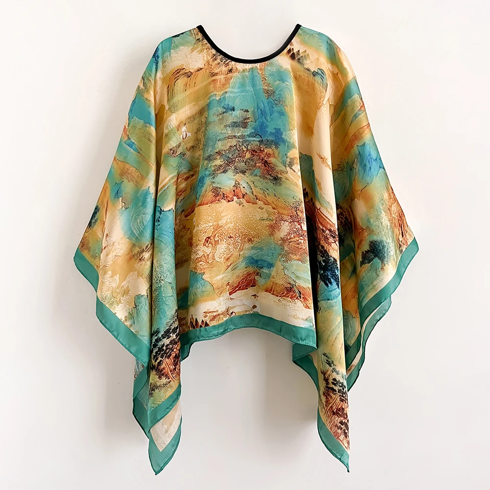 2024 Shawls Summer Beach Sexy Women Fashion Print Chiffon Smock Bikini Cover Up Loose Blouse Sunscreen Comfortable Poncho Hot