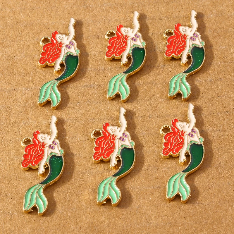 10 Stück hübsche Emaille-Anhänger mit Meerestieren und Meerjungfrauen für Ohrringe, Halsketten, DIY, handgefertigter Schmuck, Zubehör