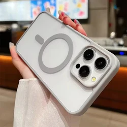 Premium Magnetic Clear Protective Case with MagSafe - Durable Acrylic Cover for iPhone 15 Plus (Grey)