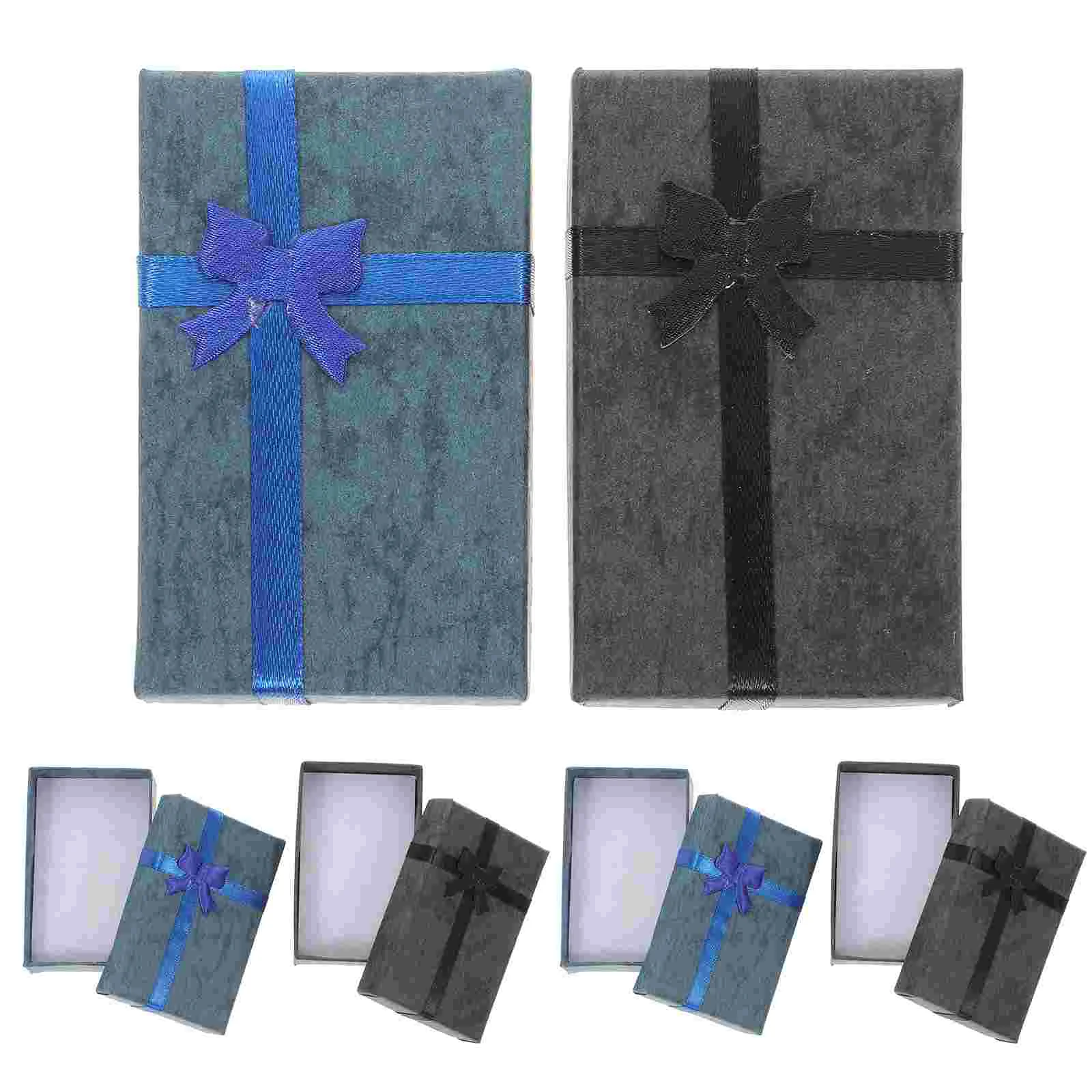 

6pcs Bow Paper Gift Box Paper Gift Boxes with Lids and Ribbon Bows Color Jewelry Box Display Box for Packaging Present Birthday
