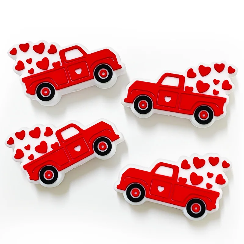 50pcs New Focal Silicone Beads Food Grade Valentine's Day Baby Chew Teether Toy DIY Nipple Chain Jewelry Necklace Accessories
