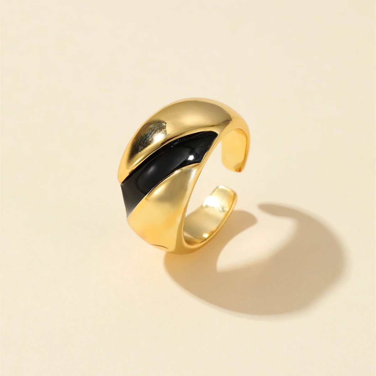 Delicate14KGPOilPaintingRingsForWomenGoldColorCubicZirconia