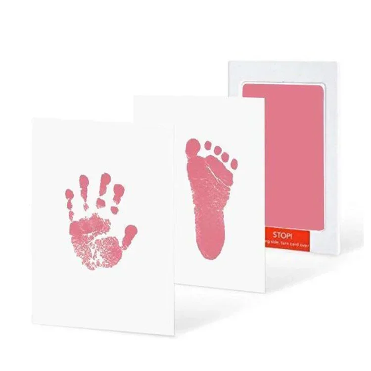 Baby Footprints No Touch Safe Non-toxic Handprint Skin Inkless Ink Pads Kits for 0-10 Months Newborn Pet Dog Footprint Souvenir