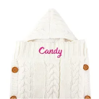 Embroidered Name Cotton Blanket for Kids Custom Winter Newborn Baby Plush Blanket Winter Gift Baby Quilt Newborn Blanket 1