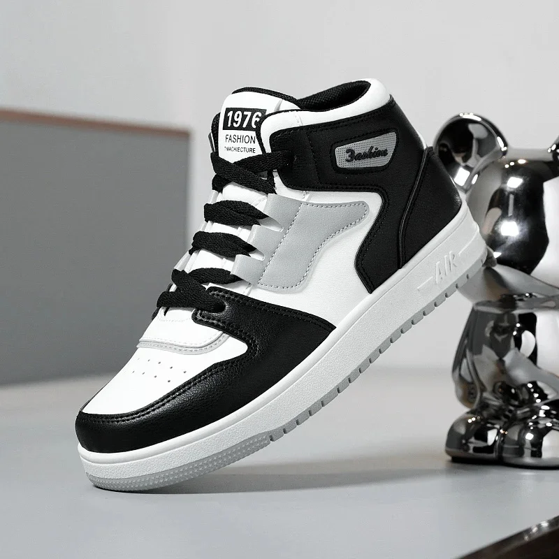 

2024 Hot Kid Casual Shoe Unisex Fashion Children Girls Sneakers High Top Leather Boys Casual School Shoes Teenage Trainers
