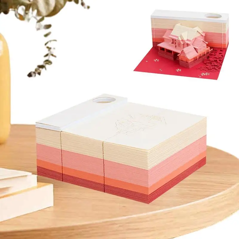 

Memo Pad 3D Art 3D Notepad Paper Art DIY Notes 3D Notes Paper Carving Art Moisture Proof Multifunctional For Bookshelf