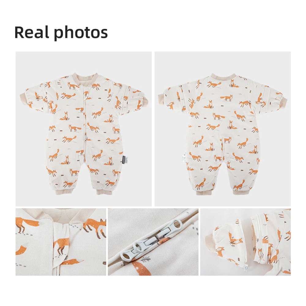Kids Homewear 1-4Years Winter Sleepwear Removable Sleeves 3-Ways Zipper Children'S Pajamas Split Leg One-Piece Sleeper Blanket