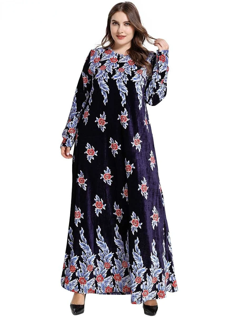 

Velvet Muslim Dress Eid Mubarek Abaya Maix Dresses Abayas for Women Dubai 2022 Autumn Islam Clothes Ramadan Robe Femme Musulmane