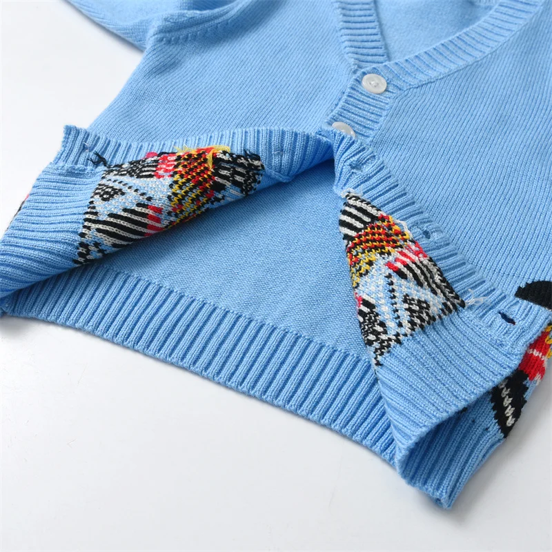 Boy Knitwear Cardigan Knit Sweaters for Boys Pullovers Kids Embroidery Soldier Knitted Sweater Children Winter Tops Baby Coat