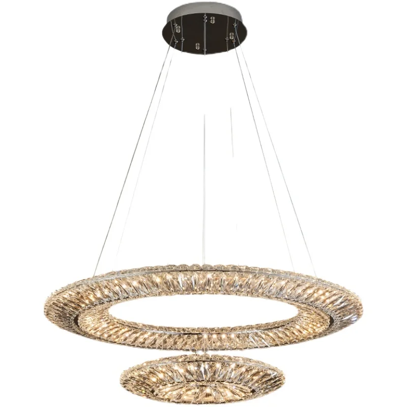 

Luxury K9 Crystal Chandeliers Light Round Living Dining Room Bedroom Stainless Steel Suspendsion Lamp Home Hotel Villa Lighting