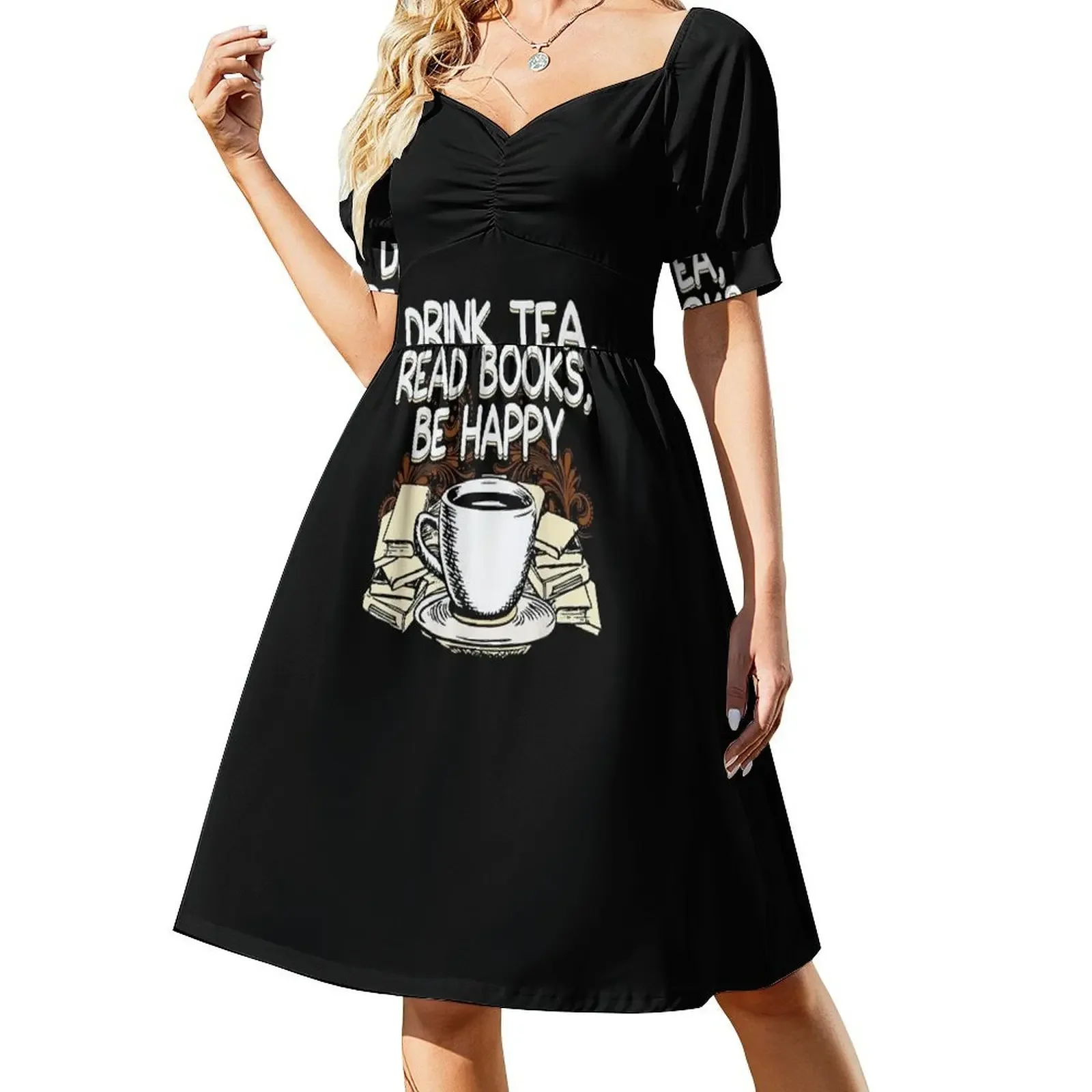 thumbnail image 1 of Beber té Leer libros Ser feliz Amante de los libros Vestido sin mangas Vestido de lujo Ropa de mujer Vestidos de verano para mujer Vestido, 1 of 7
