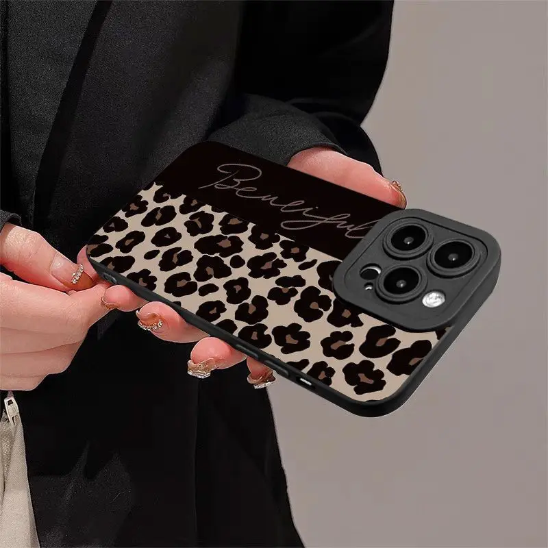 Y2K Luxury Leopard Print English Letter Soft Phone Case