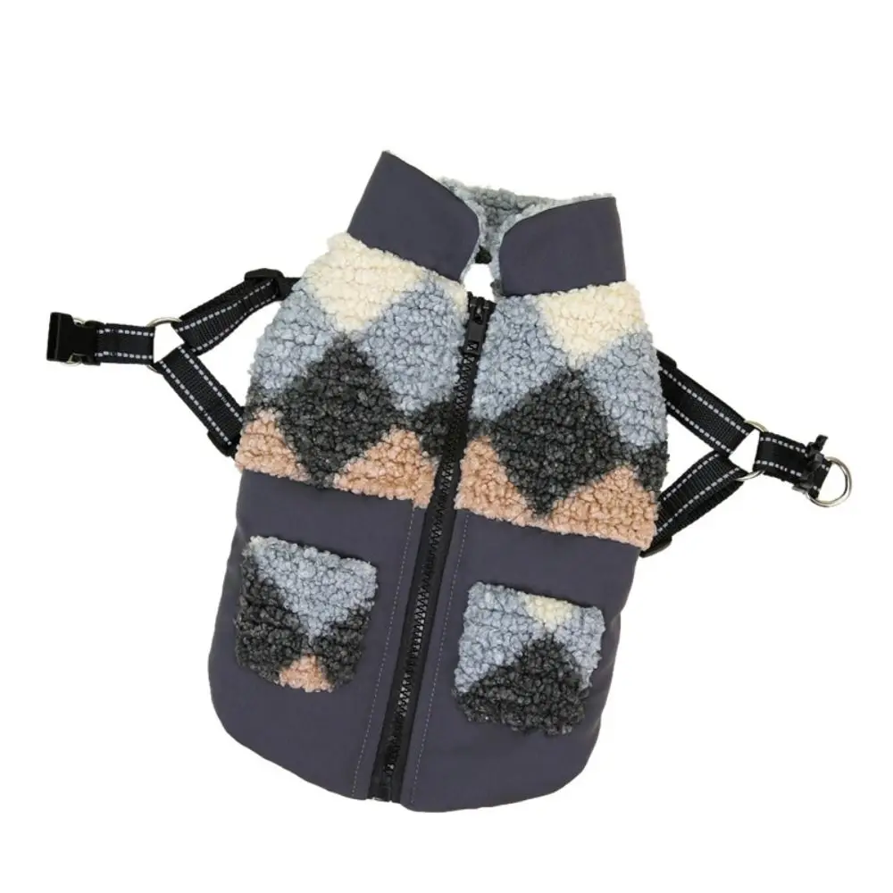 Dog Apparel Warm Dog Jacket Thickened Built-In Chest Straps Puppy Coat Comfortable Reflective Vest Winter Pet Clothes Walking