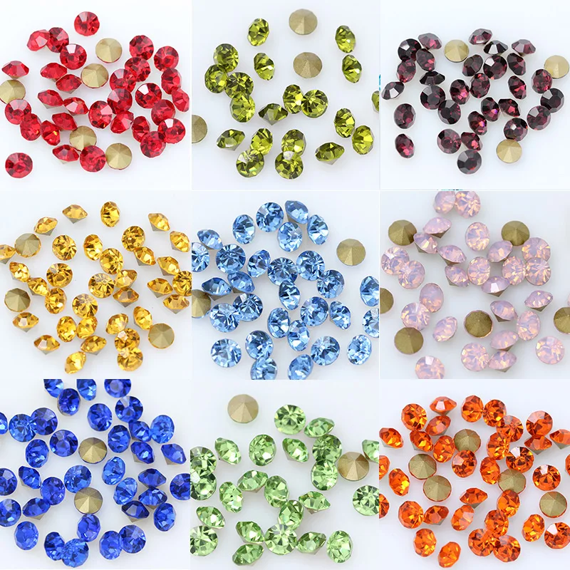 

144/1440p ss3 Round color pointed foiled back Cut glass stone czech crystal rhinestones Nail Art decoration jewelry making Beads