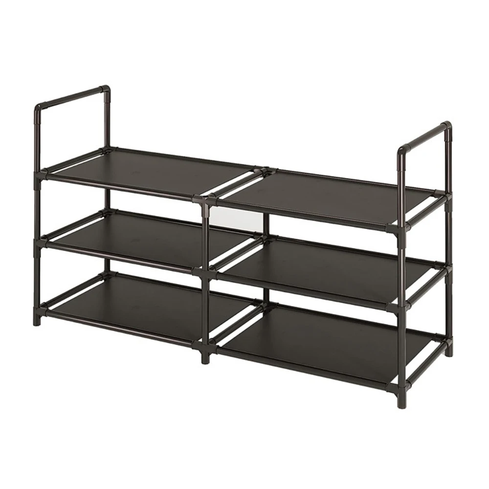 Shoe Rack 3 Tier Long Storage Organizer Wide Metal Shoe Shelf for Closet Entryway Black Dustproof Storage Rack, Dormitory Iron S