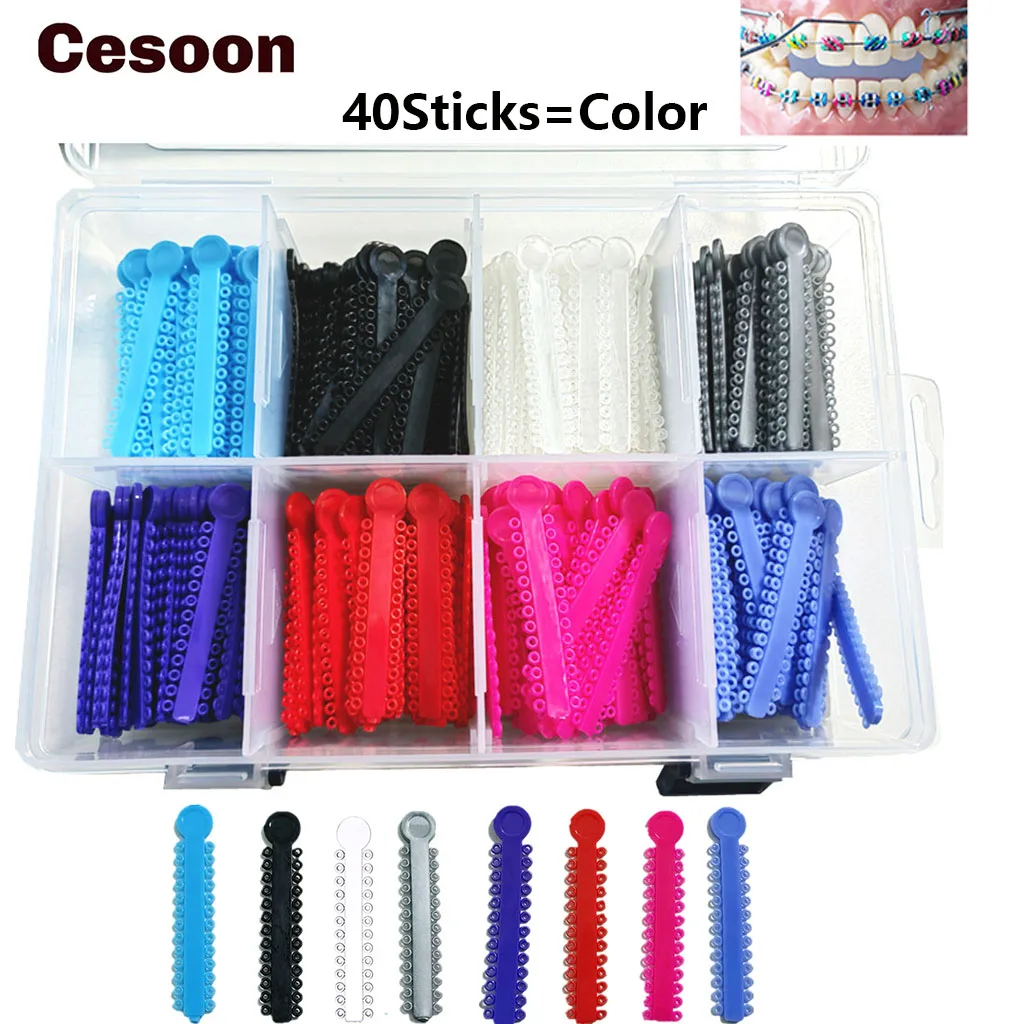 Cesoon 8320Pcs/16640Pcs Dental Orthodontic Ligature Tie I Type Brace Latex Elastics Rubber Bands