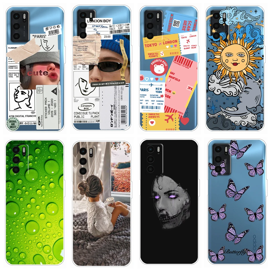 Per Oppo A54S Custodia Cute Butterfly Cover Posteriore In Silicone Morbido Trasparente Per Oppo A54S Cph2273 Custodie Per Telefono Per Oppoa54S A 54S 