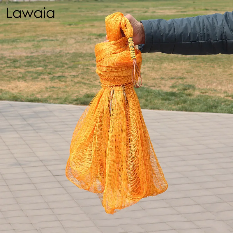 

Lawaia Traditional Cast Net Handmade Fishing Net Yellow Nylon Thread Woven Hand Throwing Net Iron Pendant Fishing Net
