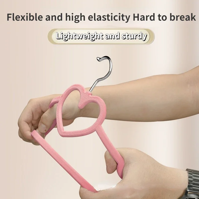 Pink Velvet Hangers 10 Pack, Non Slip Hanger with 360 Degree Swivel Hook, Cute Heart Slim Clothes Racks for Closet Space Saving