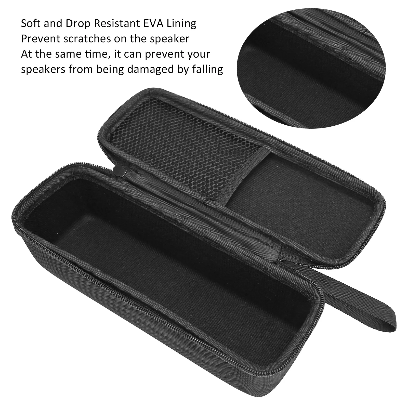Bluetooth Speaker Carrying Bag Soft EVA Lining Drop Resistant Speaker Travel Hard Case Zip Closure with Mesh Pocket for Outdoor