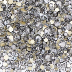 Vibrant Glass Rhinestone Appliques for Nail Art and Crafts - 1400pcs Mixed Sizes and AB Colors (Black Diamond)