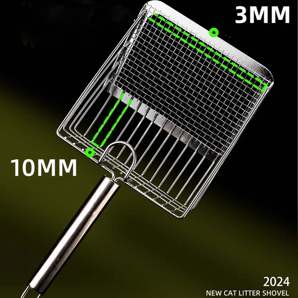 

Cat Litter Shovel Wood Handle Metal Scooper with Hook Portable Stainless Steel Sifting Kitten Toilet Cleaning Tool Pet Products