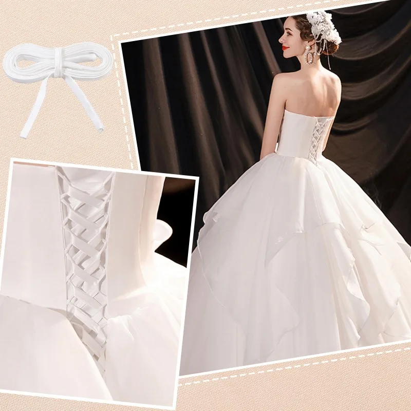 137.8 Inches Women's Tie Back For Wedding Bridal Gown White Adjustable Lace up Dress Cord Back For Zipper Replacement or Buttons women tie back