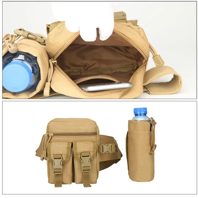 Cycling Tactical Bag Waist Belt Bag Water Bottle Phone Pouch Traveling Bag Outdoor Multi-Functional Waist Pack Tool Satchel