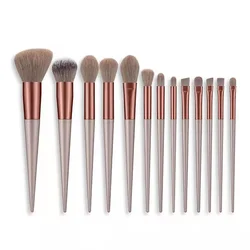 Luxurious 13 - Piece Fluffy Makeup Brush Set for Perfect Blending and Beauty (Pink - with bag)