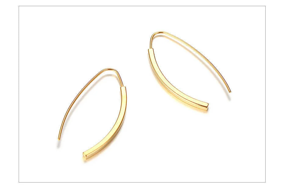 Vnox Einfache Linie Ohrringe für Frauen Minimalistischen Edelstahl Dame Ohrringe – Detail 7