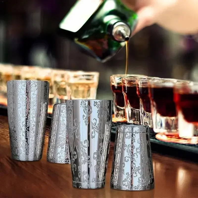 1 قطعة بوسطن كوكتيل شاكر الإبداعية النقش مارتيني بار الفولاذ المقاوم للصدأ خلط القصدير مجموعة أدوات الحفلات