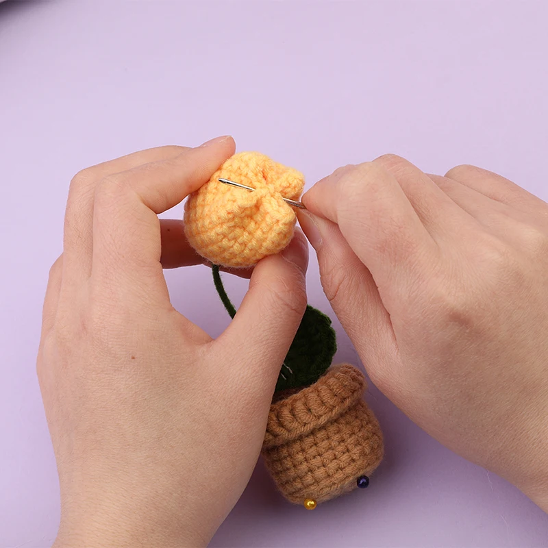 Unfinished Potted Plant Design Knitting Needle Material Package DIY Handmade Crochet Hook Material Package For Beginners IMZAY