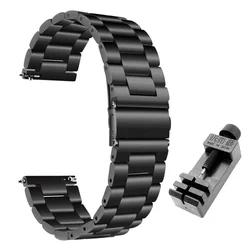 Stainless Steel Metal Watch Strap Bracelet, Universal 46mm Smartwatch Wristband for 22mm (Black Tool)