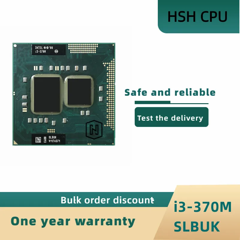 

Intel Core i3-370M i3 370M SLBUK 2.4 GHz Used Dual-Core Quad-Thread CPU Processor 3W 35W Socket G1 / rPGA988A