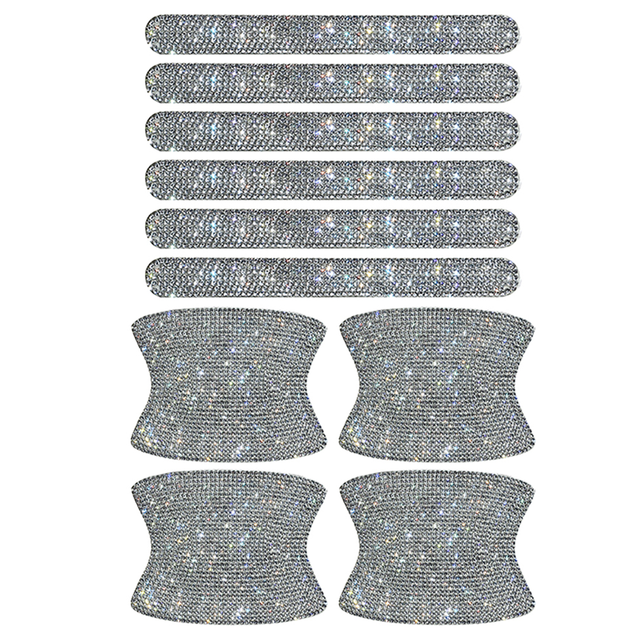 Bing Car Kit Car Door Handle Protector Shiny Rhinestones Scratch-Resistant Stickers Door Cup Handle Car Interior Accessories