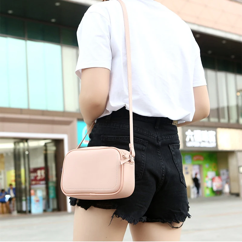 Women's Shoulder Bags Simple Zipper Designer High Quality Leather Messenger Bags Handbags Solid Color Females Crossbody Bag