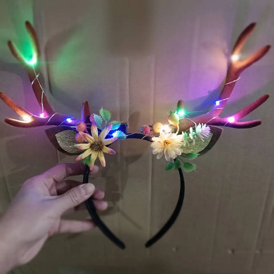LED Rentiergeweih-Stirnband – Weihnachtsbeleuchtung Für Frauen & Erwachsene Mit 3 Lichtmodi