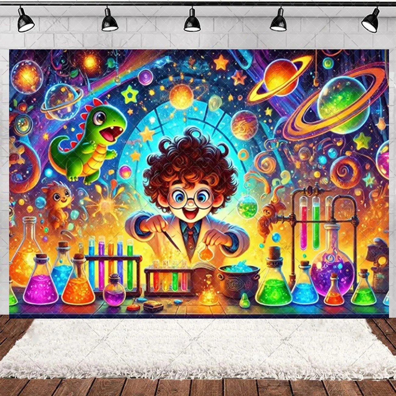 Cartoon Chemische Verrückte Wissenschaft Spaß Hintergrund Geburtstag Party Dekorationen Wissenschaftler Physik Experiment Baby Dusche Liefert Geschenke – Detail 18