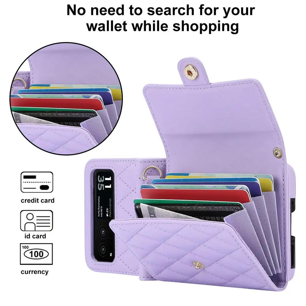 Crossbody Leather Wallet Case with Card Holder and Shockproof Protection
