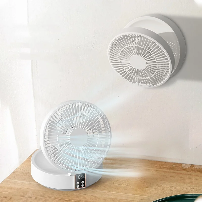 Ventilador de Mesa Dobrável para Casa e Escritório Usb Recarregável Bateria 4000mah Controle Remoto Elétrico Parede Refrigeração de ar Suspensa
