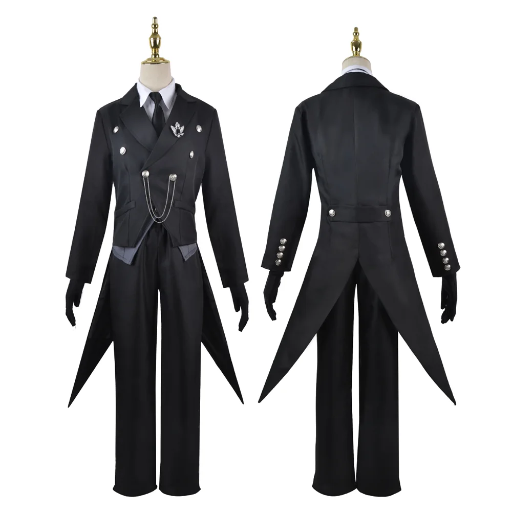 Sebastian Michaelis Cosplay Anime Black Butler Sebastian Michaelis Wig Black Swallowtail Uniform With Gloves Halloween Outfits