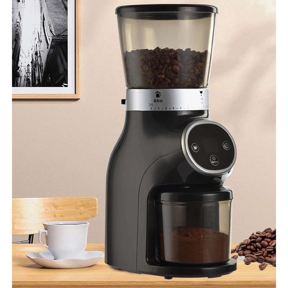 Electric Burr Coffee Grinder with LED Digital Control,200W Espresso Grinder  Coffee Grinder Electric with Time Display, Black