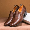 Men Retro Dress Shoes Black Brown Medium High Heels European and American Business Banquet Cuban Leather Shoes Size 38-45 3
