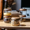 KEMORELA 330/500/750/1000ML Glass Storage Jar with Wooden Lids Countertop Seasoning Bottle Spice Jar Tea Candy Rice Pepper Jar 3